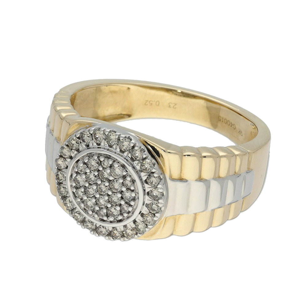 9ct Gold Men's Two Tone Diamond Rolex Ring