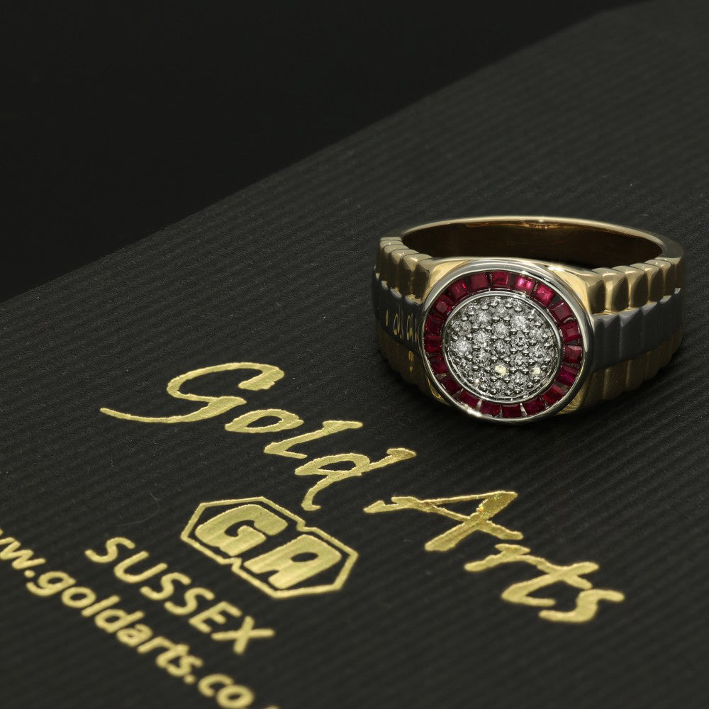 9ct Gold Men s Two Tone Ruby and Diamond Ring Gold Arts Brighton GoldArts