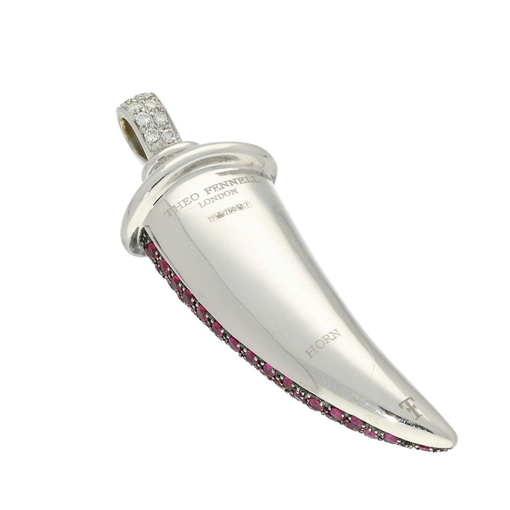 Pre-loved 18ct Theo Fennell Ruby & Diamond Horn Pendant