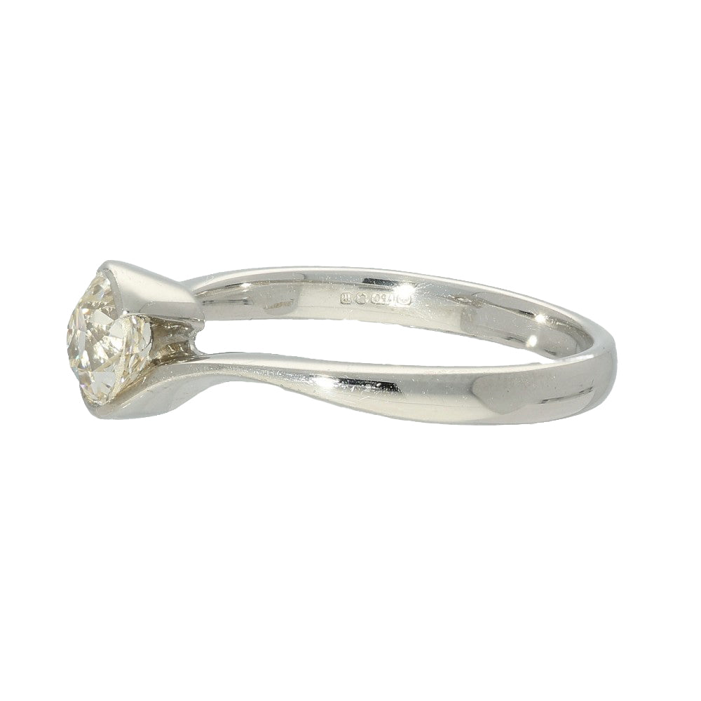 Pre-owned 18ct White Gold 0.57ct Old Cut Diamond Twist Solitaire Ring