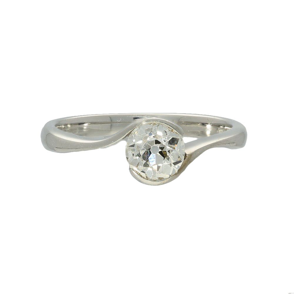 Pre-owned 18ct White Gold 0.57ct Old Cut Diamond Twist Solitaire Ring