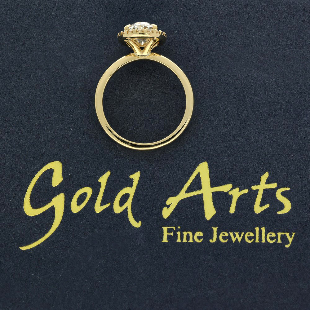 18ct Yellow Gold Laboratory-Grown 1.75ct Oval Diamond Halo Ring
