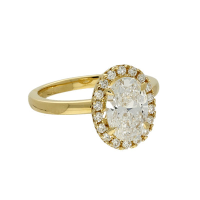 18ct Yellow Gold Laboratory-Grown 1.75ct Oval Diamond Halo Ring