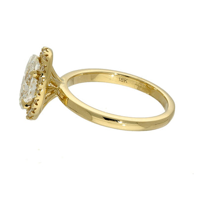 18ct Yellow Gold Laboratory-Grown 1.75ct Oval Diamond Halo Ring