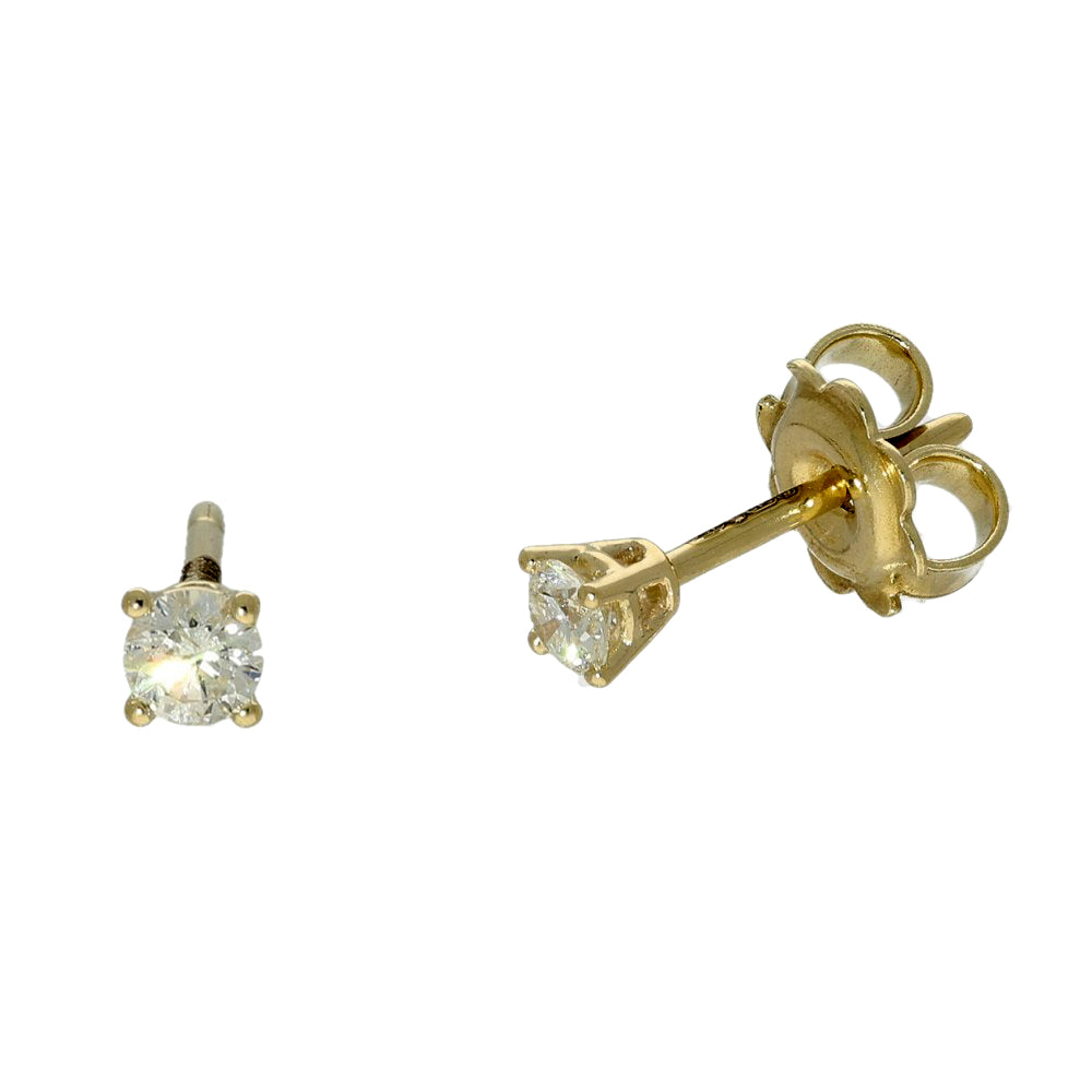 9ct Yellow Gold 0.20ct Claw Set Diamond Stud Earrings