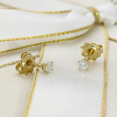 9ct Yellow Gold 0.20ct Claw Set Diamond Stud Earrings
