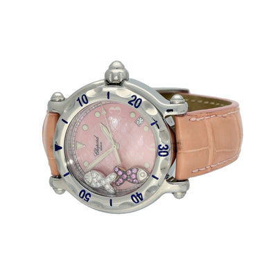 Pre-Owned Chopard Happy Sport Fish Diamond and Pink Sapphire Quartz Watch