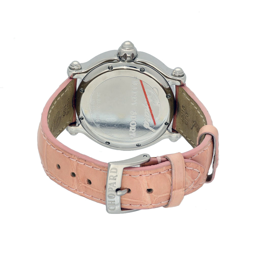 Pre-Owned Chopard Happy Sport Fish Diamond and Pink Sapphire Quartz Watch