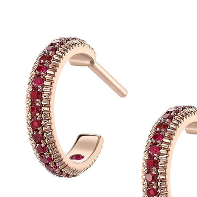 Fabergé Colours of Love Rose Gold & Ruby Fluted Hoop Earrings