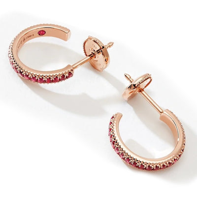 Fabergé Colours of Love Rose Gold & Ruby Fluted Hoop Earrings