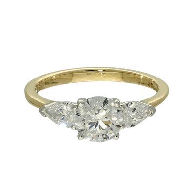 9ct Yellow Gold 1.50ct Laboratory-Grown Diamond Pear & Round Trilogy Ring
