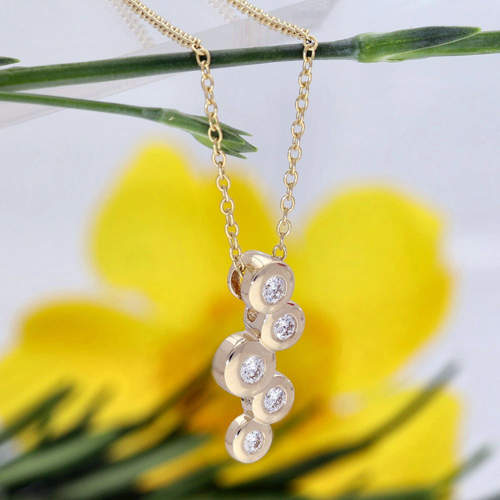 9ct Yellow Gold 0.15ct Diamond Bubble Journey Pendant