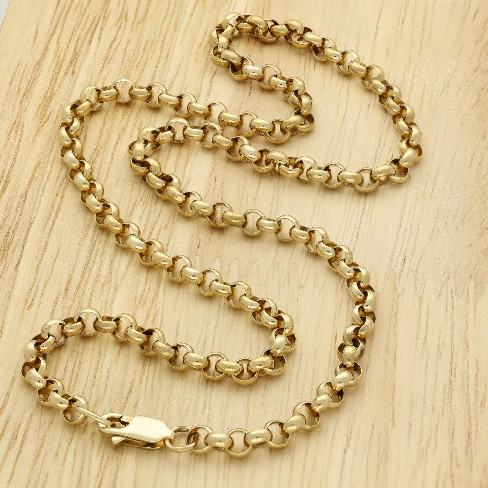 Pre-owned 9ct Yellow Gold Belcher Chain 18"