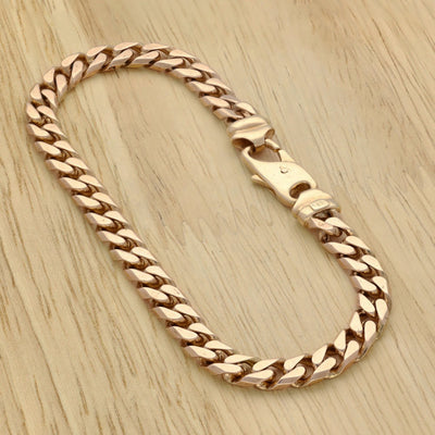 9ct Rose Gold Chunky Flat Curb Link Bracelet