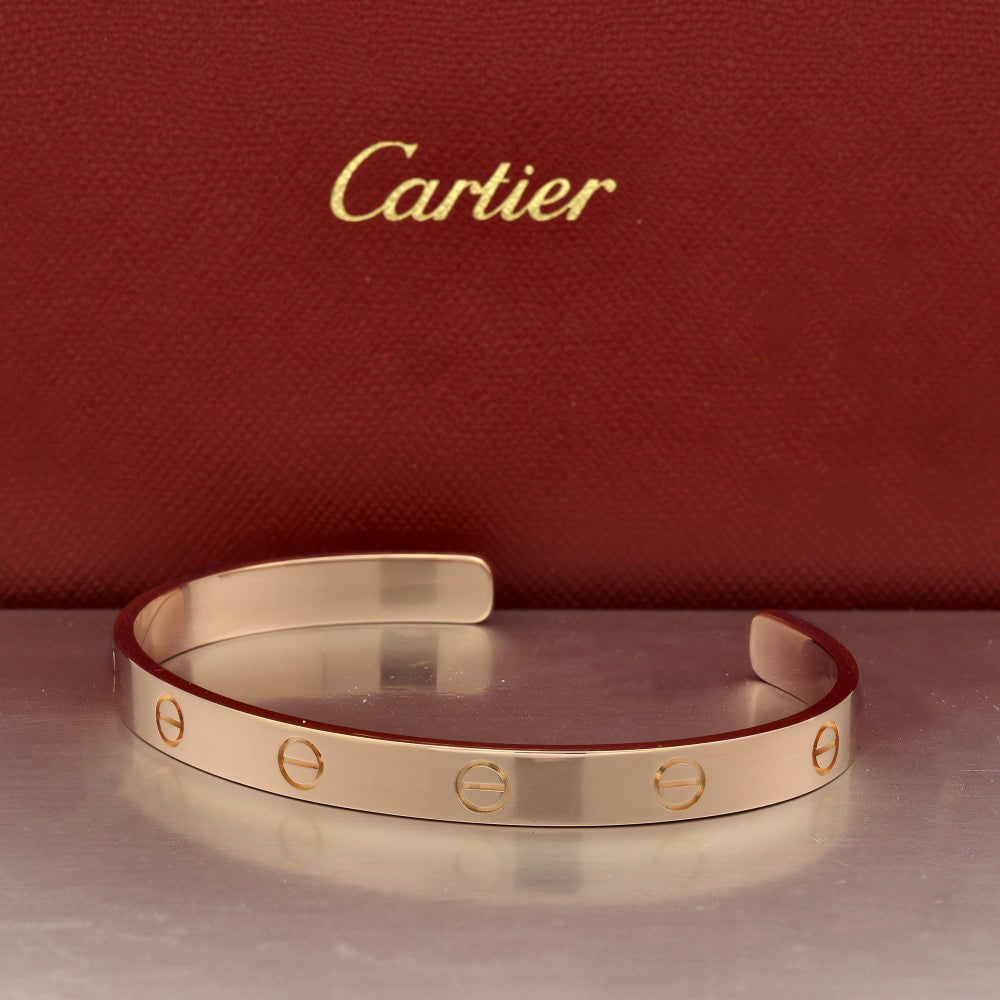 Pre-owned 18ct Rose Gold Cartier LOVE Bangle, Open, Classic Model Size 19 Torque Bracelet