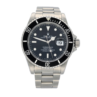 Pre-owned Rolex Submariner 16610 Date Stainless Steel Automatic Bracelet Watch 1993