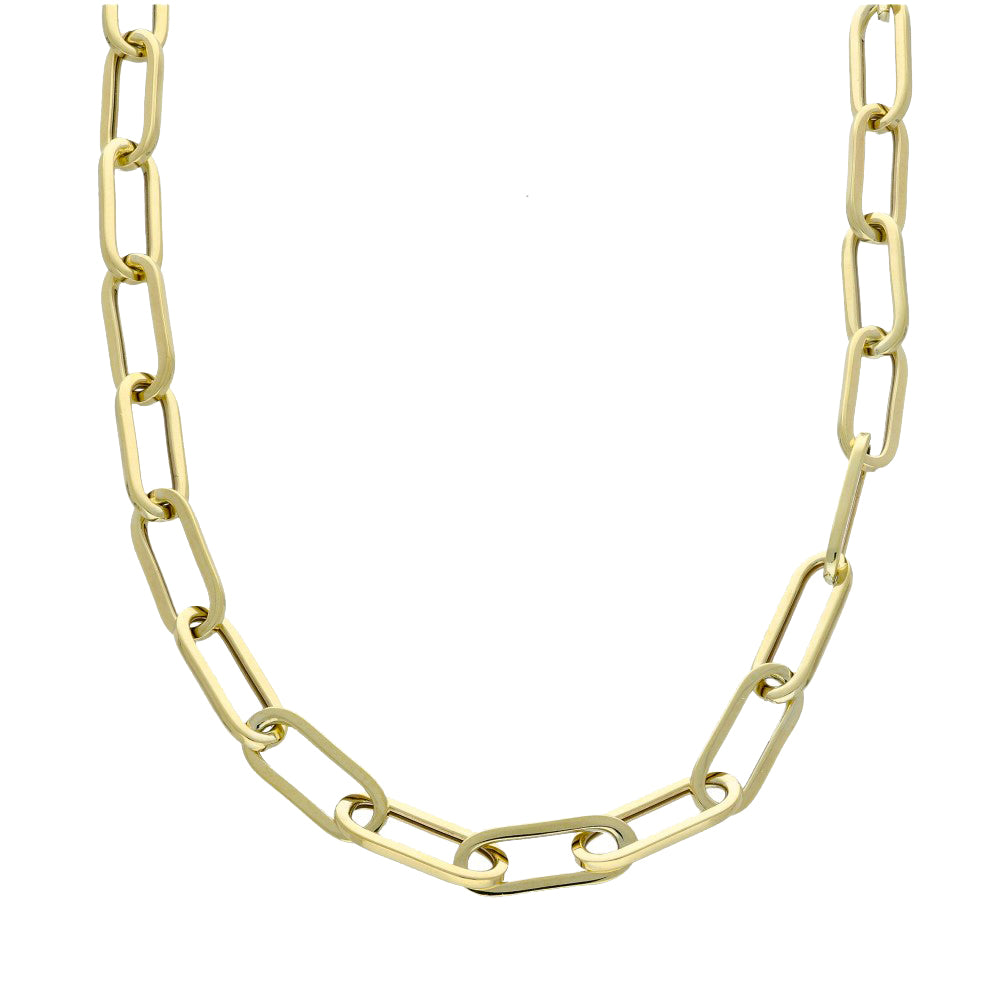 9ct Yellow Gold 18" Paperclip Link Chain Statement Necklace