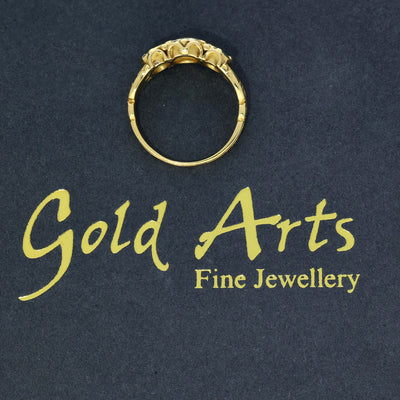 Vintage 18ct Yellow Gold Emerald and Old Cut Diamond Trilogy Ring