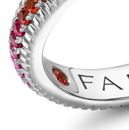 Fabergé Colours of Love White Gold Fluted Rainbow Multicoloured Gemstone Eternity Ring