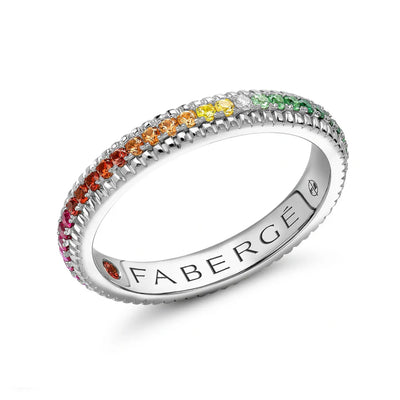 Fabergé Colours of Love White Gold Fluted Rainbow Multicoloured Gemstone Eternity Ring