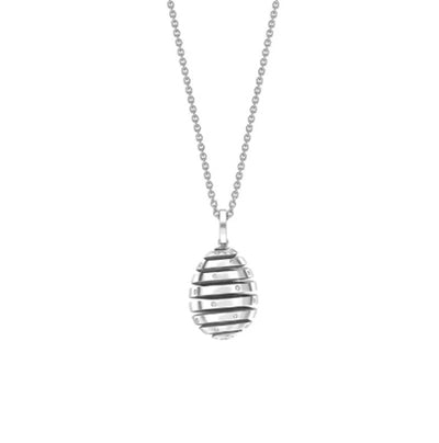Fabergé Essence White Gold Spiral Egg Diamond Pendant