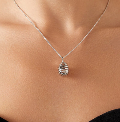Fabergé Essence White Gold Spiral Egg Diamond Pendant
