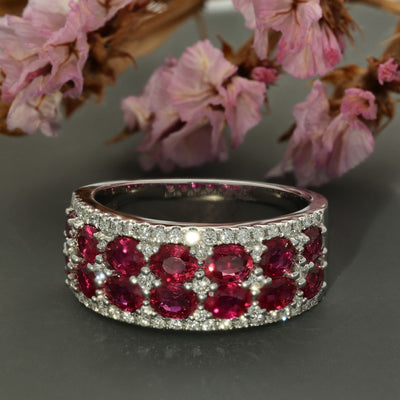 18ct White Gold Ruby & Diamond Eternity Statement Ring