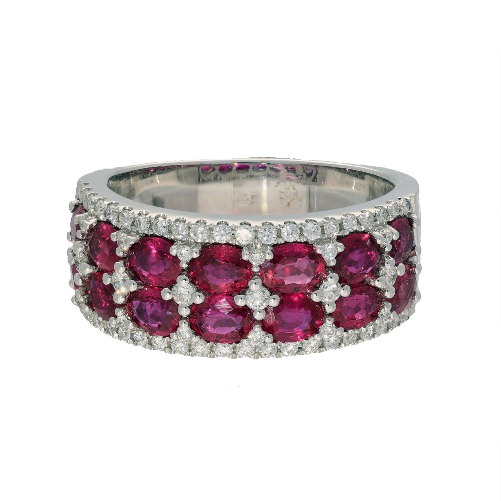 18ct White Gold Ruby & Diamond Eternity Statement Ring