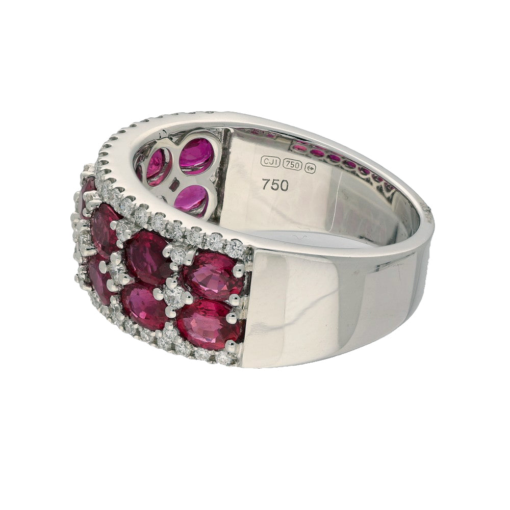 18ct White Gold Ruby & Diamond Eternity Statement Ring