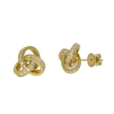 18ct Yellow Gold Diamond Knot Stud Earrings