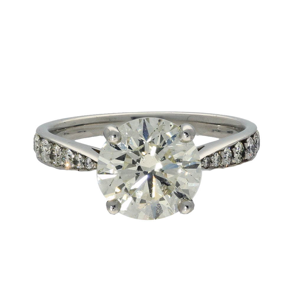 Pre-owned Platinum 2.71ct Diamond Solitaire Engagement Ring with Diamond Shoulders