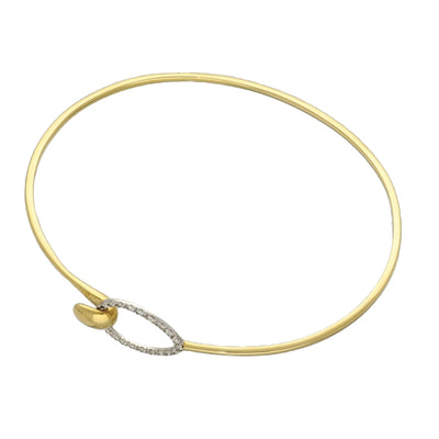 18ct Yellow Gold Slim Bangle with Diamond Teardrop Clasp