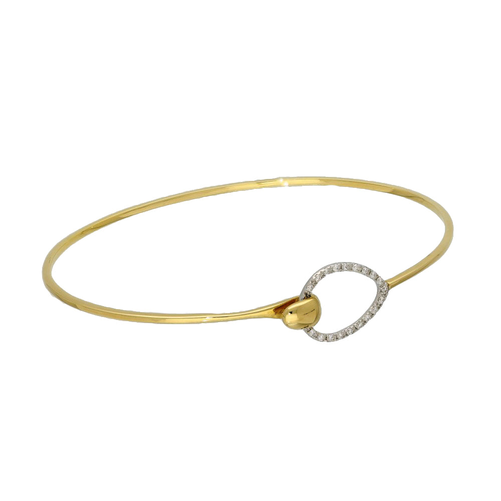 18ct Yellow Gold Slim Bangle with Diamond Teardrop Clasp