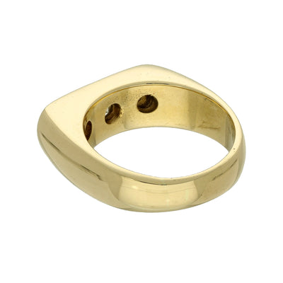 Pre-owned 14ct Yellow Gold Men's Diamond 3-Stone Signet Ring