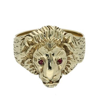 Pre-owned 9ct Yellow Gold Lion Head Ring