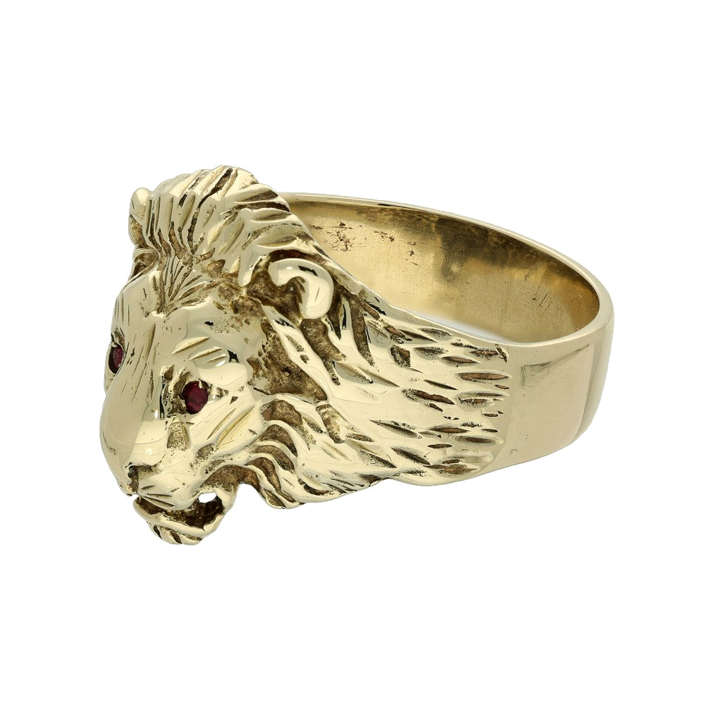 Pre-owned 9ct Yellow Gold Lion Head Ring