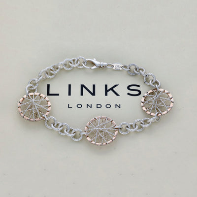 Pre-loved Links of London Silver & Rose Gold Dream Catcher Bracelet