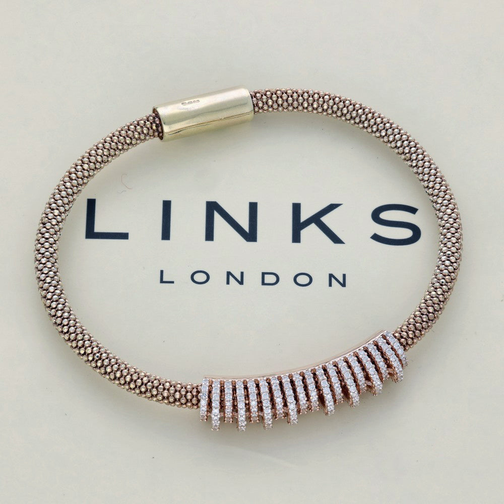 Pre-loved Links of London Silver Rose Gold Vermeil Stardust Crown Bracelet