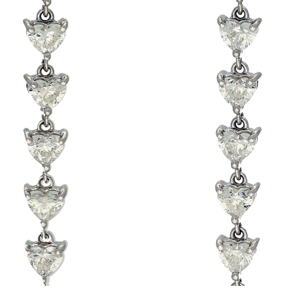 18ct White Gold 5ct Heart Cut Diamond Long Drop Earrings
