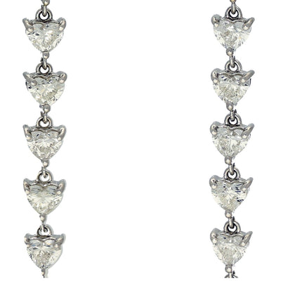 18ct White Gold 5ct Heart Cut Diamond Long Drop Earrings