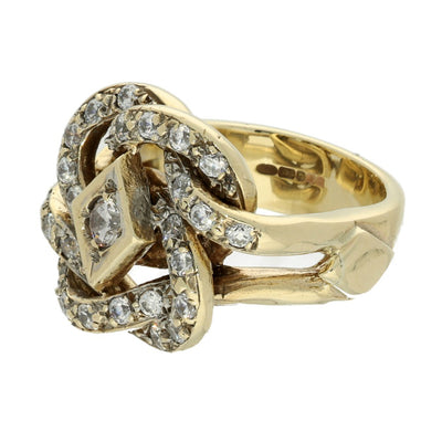 Pre-Owned 9ct Yellow Gold Very Large Zirconia Knot Ring 21g
