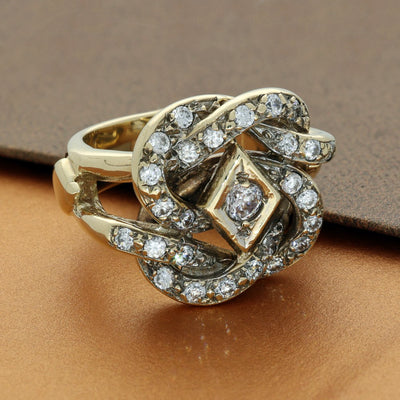 Pre-Owned 9ct Yellow Gold Very Large Zirconia Knot Ring 21g