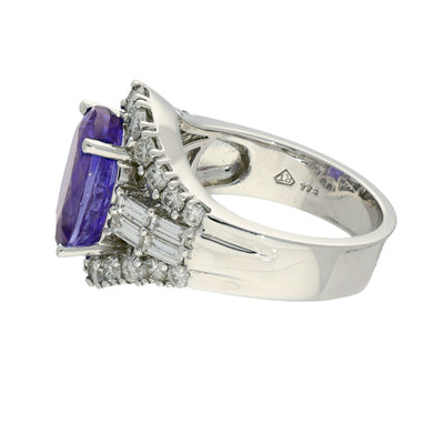 18ct White Gold 8ct Oval Tanzanite & Diamond Cocktail Ring