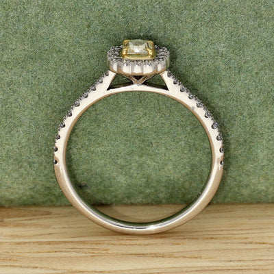 Platinum Natural Fancy Yellow & White Diamond Halo Ring