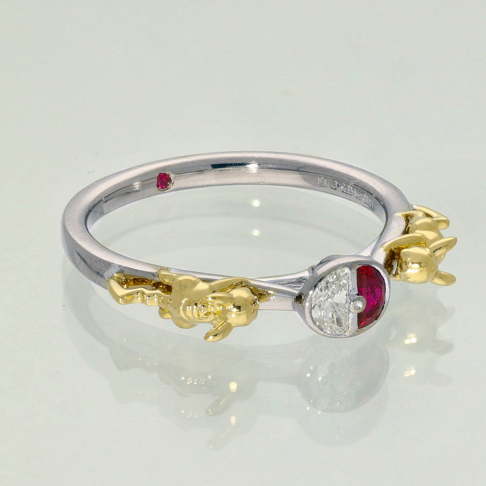 Pre-loved Pokémon 18ct White Gold Ruby & Diamond Pikachu Ring