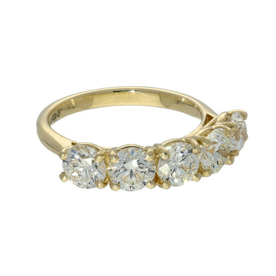 18ct Yellow Gold 2.50ct Diamond 5-Stone Eternity Ring