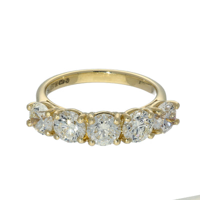 18ct Yellow Gold 2.50ct Diamond 5-Stone Eternity Ring