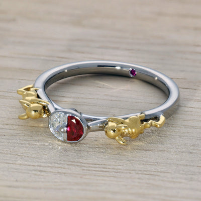 Pre-loved Pokémon 18ct White Gold Ruby & Diamond Pikachu Ring