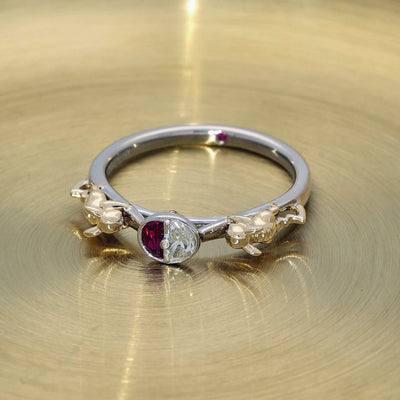 Pre-loved Pokémon 18ct White Gold Ruby & Diamond Pikachu Ring