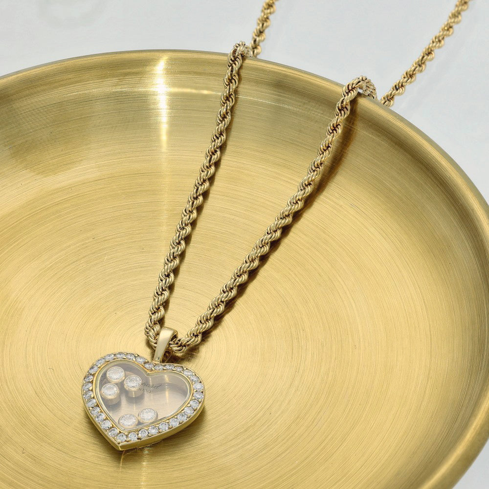 Pre-owned 18ct Yellow Gold Chopard Happy Diamonds Heart Necklace